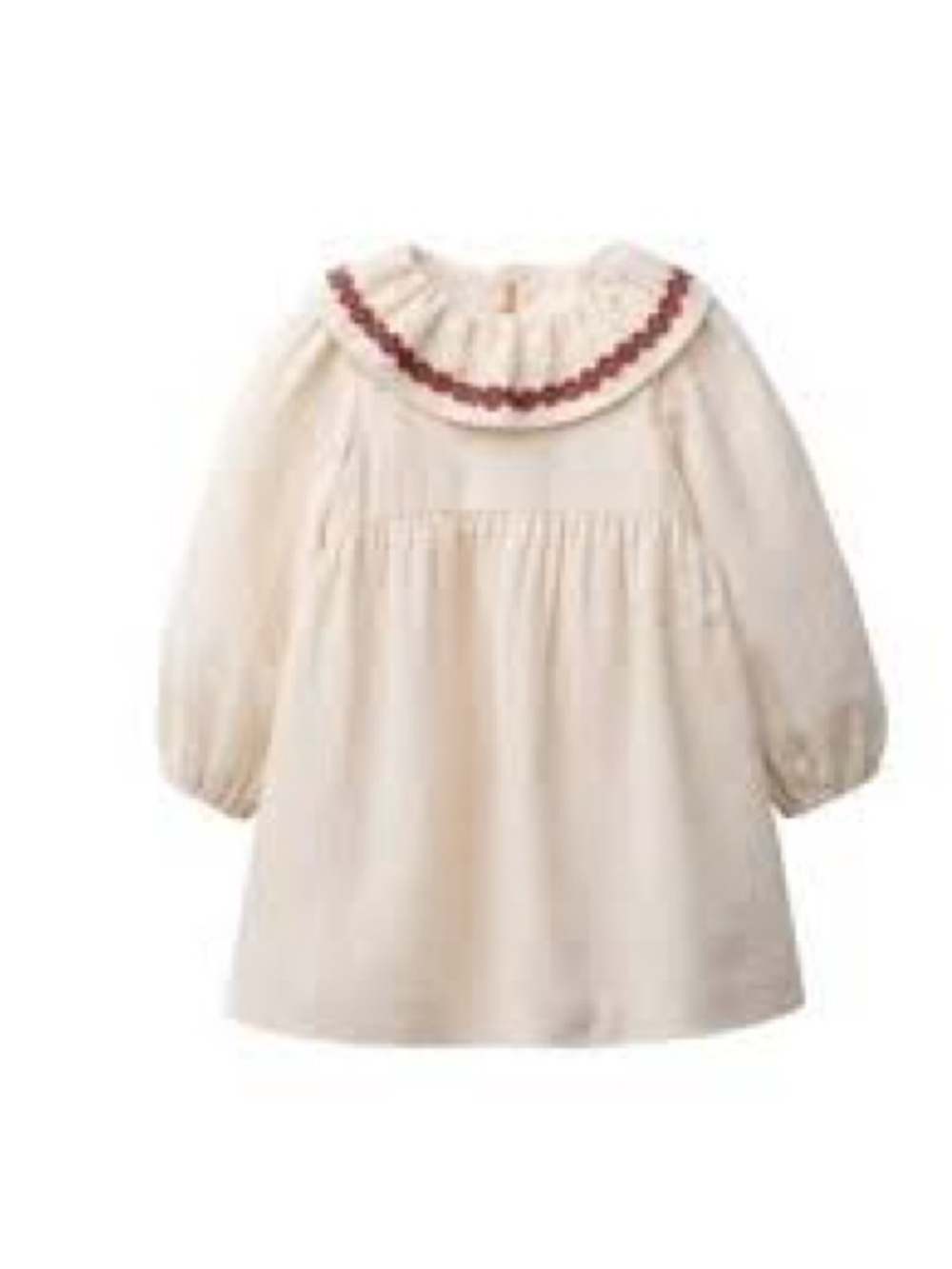 Zara Cream Long-Sleeve Smocked Collar Kids Dress